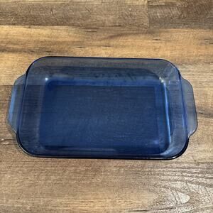 PYREX #232 Cobalt Blue Casserole Baking Dish 2 .2 QT 11" X 7" X .1.5" VTG CHIP